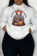 White Casual Daily Print Patchwork O Neck Tops