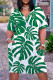 White Green Casual Print Basic V Neck Short Sleeve Dress