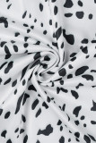 Black And White Casual Print Patchwork Backless Strapless Regular Jumpsuits