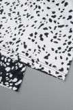 Black And White Casual Print Patchwork Backless Strapless Regular Jumpsuits