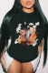 Black Casual Street Print Patchwork O Neck T-Shirts