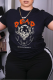 Black Street Daily Print Patchwork O Neck T-Shirts