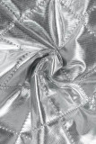 Silver Sexy Casual Solid Backless Strapless Sleeveless Two Pieces