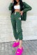 Green Casual Letter Embroidered Zipper Collar Long Sleeve Two Pieces