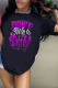 Black Casual Daily Print Patchwork Letter O Neck T-Shirts