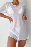 Camel Sexy Solid See-through Backless Swimwears Cover Up