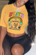 Yellow Casual Cute Print Patchwork O Neck T-Shirts