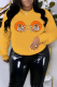 Yellow Street Daily Print Patchwork O Neck Tops