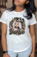 White Vintage Print Patchwork O Neck T-Shirts