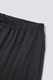 Black Casual Solid Basic U Neck Plus Size Three Piece Set