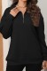 Black Casual Solid Basic Turndown Collar Tops