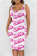 White Pink Casual Print Basic U Neck Vest Dress Dresses