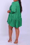 Green Casual Solid Patchwork Half A Turtleneck A Line Dresses