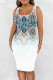 White Casual Print Basic U Neck Vest Dress Dresses