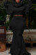 Black Casual Daily Simplicity Solid Color Hooded Collar Long Sleeve Two Pieces