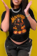 Black Casual Vintage Print Patchwork O Neck T-Shirts