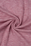 Pink Casual Solid Basic O Neck Short Sleeve Two Pieces