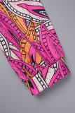 Multicolor Casual Print Tassel Patchwork Half A Turtleneck Long Sleeve Dresses