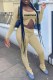 Yellow Casual Street Print Letter U Neck Long Sleeve Two Pieces