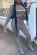 Grey Casual Street Print Letter U Neck Long Sleeve Two Pieces
