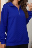 Blue Casual Solid Basic Turndown Collar Tops