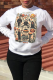 White Daily Party Print Skull Patchwork O Neck Tops