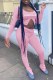 Pink Casual Street Print Letter U Neck Long Sleeve Two Pieces
