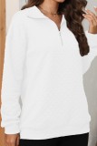 White Casual Solid Basic Turndown Collar Tops