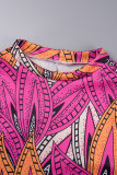 Multicolor Casual Print Tassel Patchwork Half A Turtleneck Long Sleeve Dresses