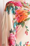Pink Sweet Color Block Patchwork Printing O Neck Long Dress Dresses