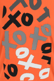 Orange Casual Daily Print Patchwork O Neck T-Shirts
