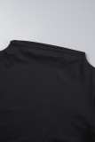 White Sexy Elegant Solid Hollowed Out Patchwork Draw String Asymmetrical O Neck Long Sleeve Dresses