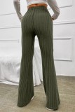 Khaki Casual Solid Basic Skinny High Waist Conventional Solid Color Trousers