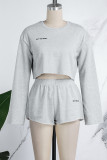 Black Casual Sportswear Letter Patchwork O Neck Long Sleeve Two Pieces(Three Pieces)