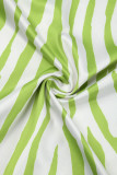Green Yellow Sexy Print Backless Slit Spaghetti Strap Sleeveless Two Pieces