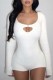 White Casual Solid Hollowed Out O Neck Skinny Rompers