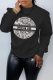 Black Street Vintage Print Patchwork O Neck Tops