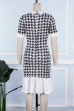 Multicolor Casual Print Patchwork Turndown Collar Short Sleeve Dress