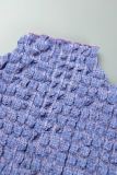 Purple Elegant Solid Patchwork Half A Turtleneck Wrapped Skirt Dresses