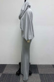 White Casual Daily Simplicity Solid Color Hooded Collar Long Sleeve Two Pieces