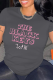 Dark Gray Street Print Letter O Neck T-Shirts