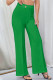 Ink Green Casual Solid Basic Regular High Waist Conventional Solid Color Trousers