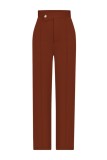 Ink Green Casual Solid Basic Regular High Waist Conventional Solid Color Trousers