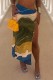 Green Casual Print Slit Skinny High Waist Conventional Full Print Skirts