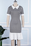 Multicolor Casual Print Patchwork Turndown Collar Short Sleeve Dress