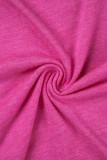 Pink Casual Solid Basic O Neck Short Sleeve Two Pieces