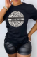 Black Casual Street Print Patchwork O Neck T-Shirts