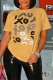 Yellow Casual Daily Print Patchwork O Neck T-Shirts