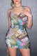 Colour Casual Print Backless U Neck Vest Dress Dresses