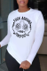 White Street Daily Print Skull Patchwork O Neck Tops